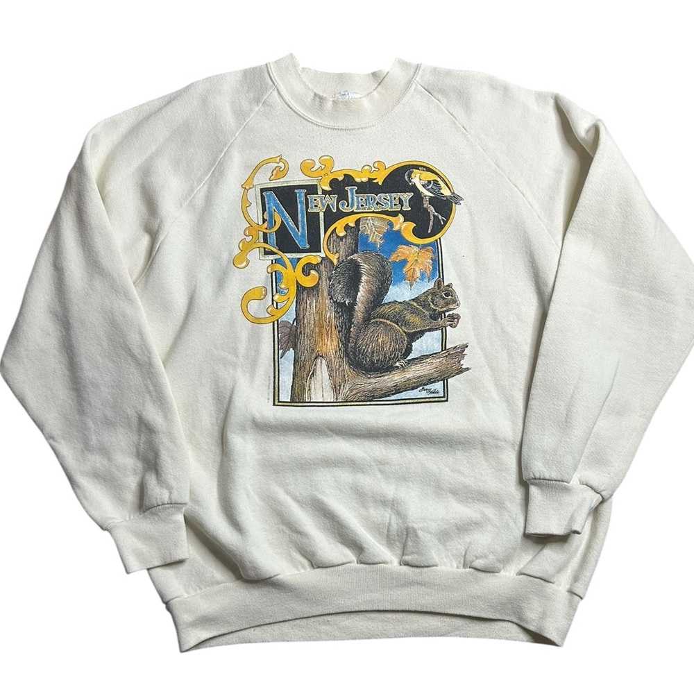 Vintage Jerzees Made in USA‎ New Jersey Wildlife Graphic Sweatshirt XL 90s